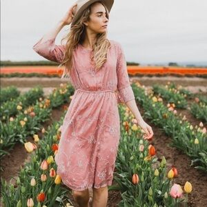 Piper & Scoot: The Taylee Lace Ruffle
Dress in Mauve, New With Tags